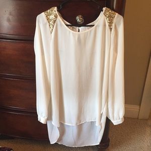 Gold sequins Long Sleeve Blouse